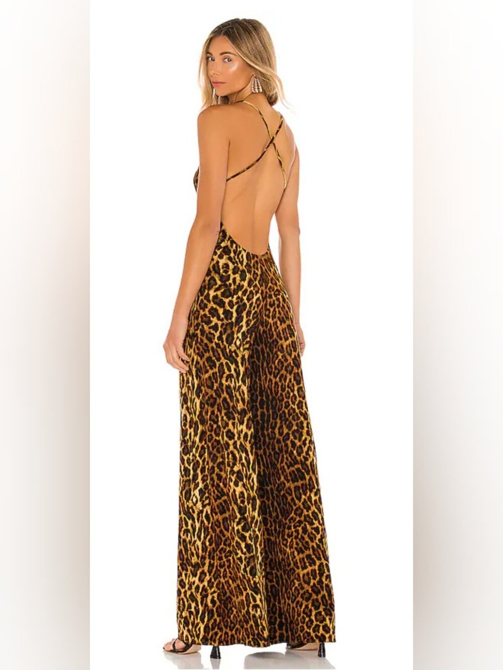 Norma Kamali Low Back Slip Jumpsuit In Golden Leopard, BNWT, Size M